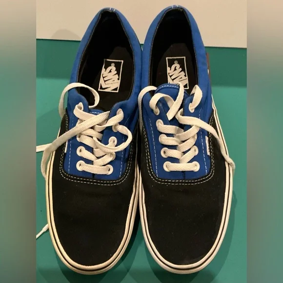 Nwt Unisex Off The Wall Classics Black Blue Mens 8 Womens 9.5 Old School VANS Off The Wall Blue White Canvas Mens 7.5 Women 9 Skate  main image 3